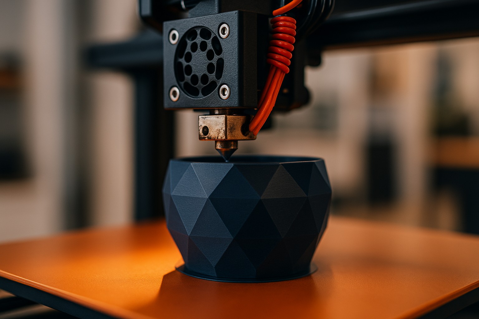 3D printer laying down a part mid-build