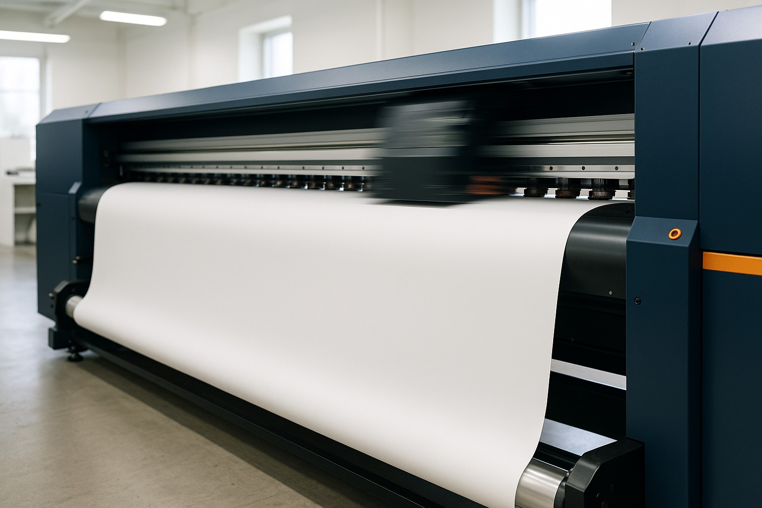 Large-format printer producing a wide banner